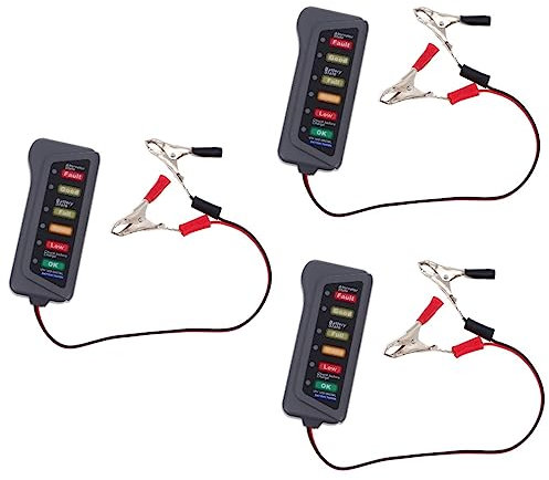 Gatuida 3pcs Automotive Battery Tester Multi-function Indicator Load Tester for Car and Motorcycle Batteries Includes Two Testing Clips for Safe