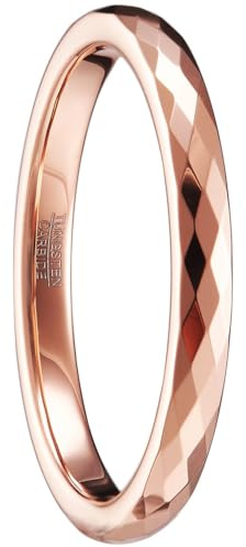 083BASE Ringe Damen/Herren Silber 2mm breit Kuppelform und Comfort Fit Design Stein Unisex Wolfram Ringe für