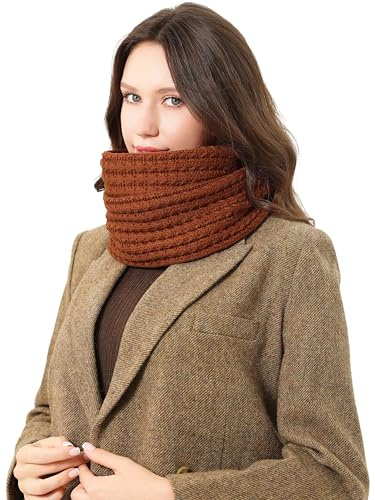 DonDon sciarpa Donna invernale scaldacollo sciarpa di lana Sciarpa lavorata a maglia - Marrone chiaro