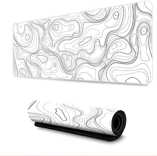 Surwin Gaming Mouse Pad, Washable Large Mouse Pad HD Printing Gaming Mouse Mat with Anti-Slip Base, Desk Mat Long Gaming Mat for Keyboard Computer Laptop Office Home Work (300x800mm,White3)