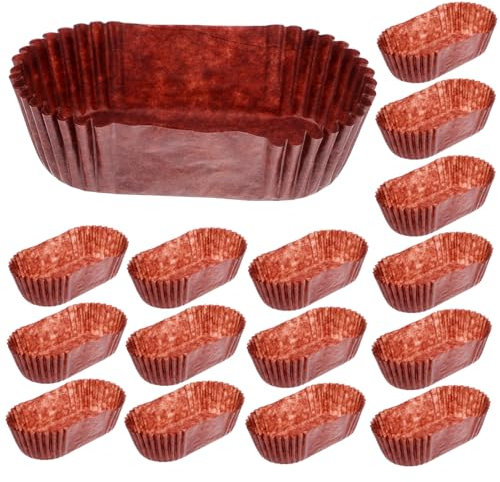MAGICLULU 1000Pcs Oval Cake Paper Tray Boat Shape Baking Cups Food-Grade Grease Proof Cupcake Liners for Muffins Cupcakes and Festive Parties (Brown)