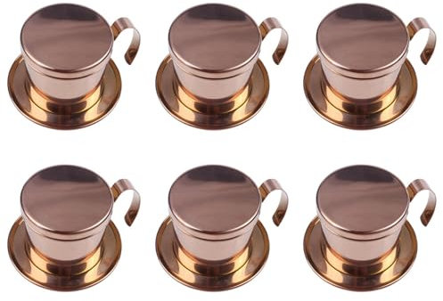 Pyugxab 6X Filtro de Café Vietnamita de Acero Inoxidable Individual Olla de PerforacióN Manual Vietnam Filtro de Cafetera de Filtro, Rosa