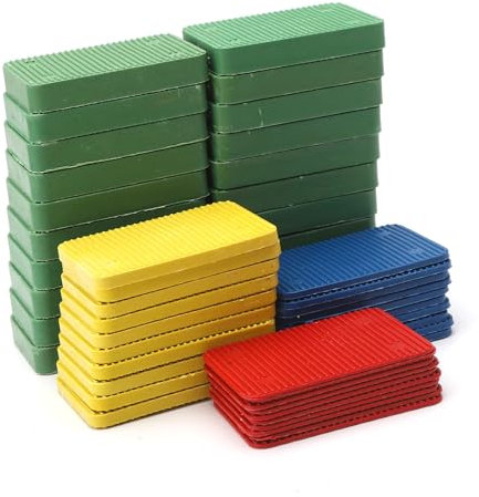 APOMOONS 50 Pezzi 60x40 MM Distanziatori Universali Plastica Spessori in Plastica Spessori di Livellamento Blocchi Distanziatori Cunei Dimensioni 10MM 20 PCS 3MM 5MM 1,5MM 10 PCS Ciascuno