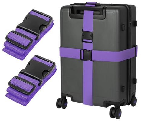 Cinghia Valigia per Bagagli Regolabile,Cinture Cinghie per Valigia da Viaggio,Cintura Valigia Aereo,Fascia per Valigia, Regolabile Cinghie Valigia per Valigie Bagaglio Viaggiare (Viola)