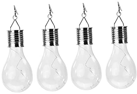 HOMSFOU 4pcs Solar Powered Hanging Bulb Chandelier Outdoor Garden Patio Decor Led Lights for Tree Lanterns