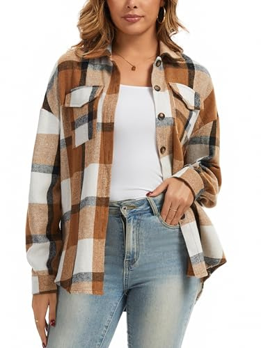 Enjoyoself Chemisier Carreaux Femme Coton Chaud Thermal Chemise Bucheron Western Décontractée Classique Retro Ecossaise Coton Flanelle Blouse Gilet T Shirt Taille Grand Casual