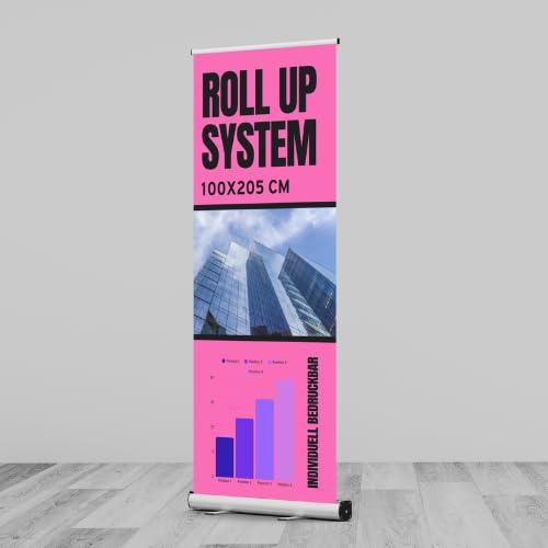 Roll Up Banner Display System mit Transporttasche, 100x205 cm, Werbeständer für Marketing und Messen