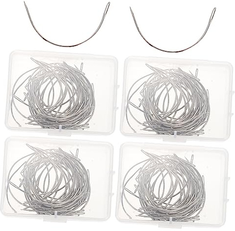 Angoily 4 Boîtes Lot de Aiguilles Courbées Professionnelles C Forme pour Sellerie et Couture Boîtes à pour Réparation et Tissus Dameublement