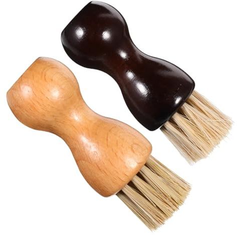 Legno Spazzola per Scarpe Ovale Set 2 Pezzi, Mini | Pulizia Efficiente, Protezione della Superficie, Uso Versatile per Stivali e Borse, Formato Compatto da Viaggio