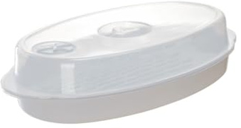 NUOBESTY Support de Cuisson Vapeur Poisson avec Couvercle Plat Micro-ondes Professionnel pour Cuisine Maison Rétention Humidité Rapide et Polyvalente pour Légumes et Buns