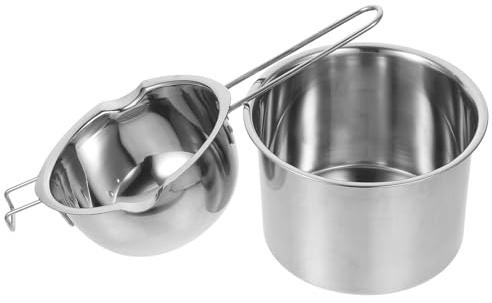 WOONEKY Olla Baño María Acero Inoxidable para Fundir Chocolate Queso Mantequilla y Velas Doble para Cocina y Elaboración de Velas Aromáticas