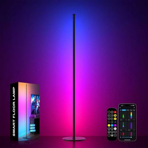 Meewata LED Stehlampe Wohnzimmer, 180cm RGB Stehlampe Dimmbar mit Fernbedienung, APP-Steuerung, 16 Millionen Farben Musik Sync Warm Weiße Eckleuchte, Ecklampe für Wohnzimmer Schlafzimmer Spielzimmer