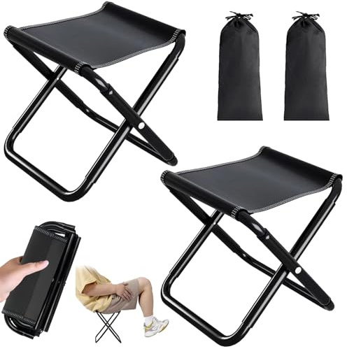 Taburete de Camping,2 Piezas Taburete Plegable para Exterior 30 cm,Taburete Plegable Compacto,Taburete Plegable Portátil,Taburete Plegable para Camping,per Pesca All'aperto,Escursionismo,Viaggi