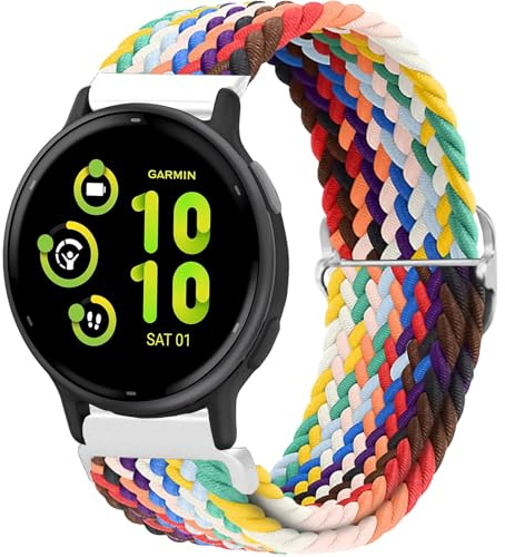 Wownadu 20 mm vävt klockarmband kompatibelt med Garmin Vivoactive 6/5/3, Venu, Venu sq/sq 2, Forerunner 55/165/245/645 tygband dam herr reserv, justerbar sportrem, Taglia Unica, Nylon, Ingen ädelsten
