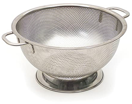 RSVP International Endurance Kitchen Collection Colander Strainer, 3 Quart, Pierced Stainless Steel