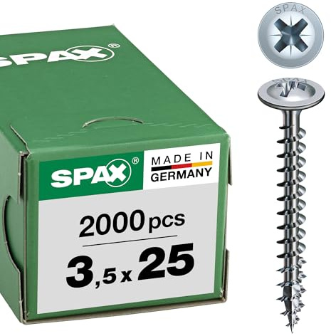 SpaxRückwandschrauben mit Linsenkopf 3,5x25 Vollgewinde Pozidriv 2, Wirox-Silber - 2000 Stück