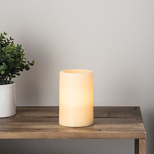 Lights4fun LED Echtwachskerze Klassisch batteriebetrieben 15 cm Timer Batteriebetrieben Deko Wohnzimmer flackernde Flamme Stumpenkerzen Elektrisch mit Timerfunktion