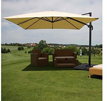 Luxus Sonnenschirm Marktschirm creme 3,5x3,5m Ampelschirm mit Ständer Gastro