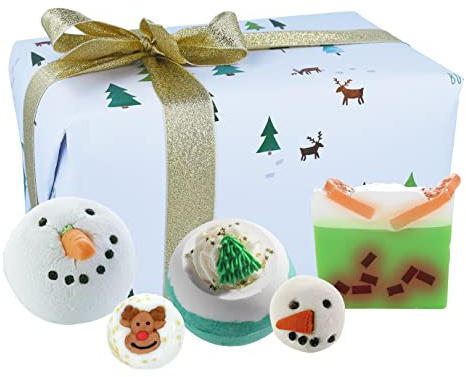 Bomb Cosmetics Schneeflocken (Snow Flurry) Geschenkpackung mit handgefertigten Badebomben, Schmelzen und Seifenscheiben, handgefertigt und tierversuchsfrei, enthält 5 Packungen, 480g