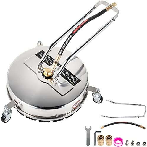 VEVOR Hochdruckreiniger 4000 PSI Flächenreiniger 3 GPM Terrassenreiniger Aufsatz kompatibel Edelstahl Hochdruckreinigern Ideal für Terrassendielen QDXDJ16CBDZJ00001V0 Silber 16 Inch