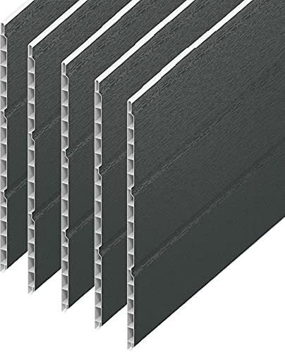 uPVC Hollow Soffit Cladding Panels - Anthracite Grey Plastic Soffit Board - 5 Metre Length x 300mm Wide x 5 Length Pack