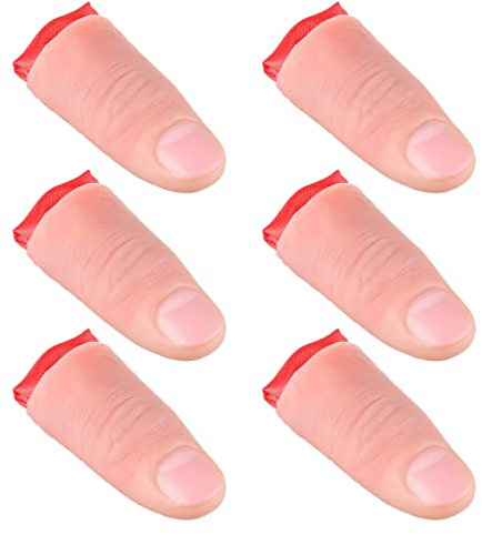 Skylety 6 Pezzi Punte del Pollice Finte Dito Magico in Plastica Morbido Trucco Magia Giocattolo Spettacolo Teatrale e 6 Pezzi Panno da Allenamento Rosso per Adultos Bar Festa Casa Strada