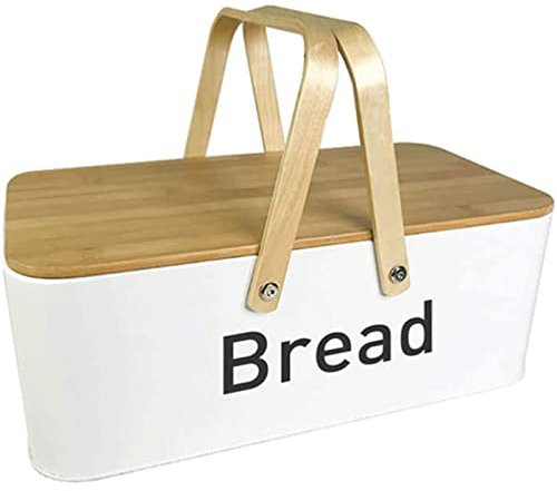 TIANYIA Portapane Portapane Portatile, Portapane Moderno con Coperchio e Manico in Legno, Contenitore Multifunzionale, Portapane da banco Bagel