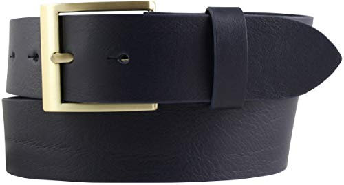 BELTINGER Gürtel mit goldener Gürtelschnalle aus Vollrindleder | Hochwertiger Jeans-Gürtel 40mm | Herren-Gürtel made in Italy | Marine 90cm