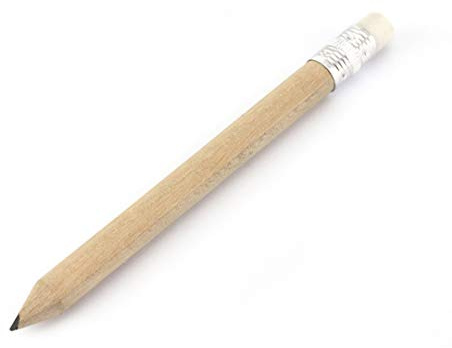 noTrash2003 Naturbelassener Mini Bleistift kurz mit Radiergummi halber Bleistift Halbstift mit Radierer 10 cm Länge zum Schreiben, Zeichnen, Skizzieren (200)