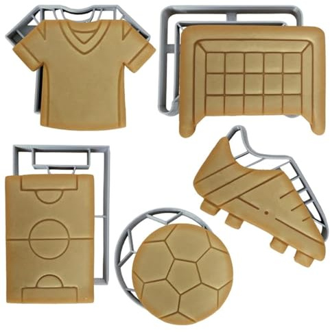 Moose Goods Fußball-Ausstechformen Set mit 5 – Fußball-Formen & Stempel, Sport-Trikot-Ausstechform für DIY-Backzubehör – Kit für Sport-Motto-Party