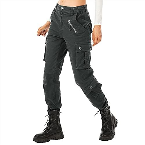 Ycfish Pantalon cargo pour femme - Plusieurs poches - Pantalon de randonnée - Fermeture éclair - Armée - Pantalon d'extérieur - Coupe décontractée - Pantalon de trekking