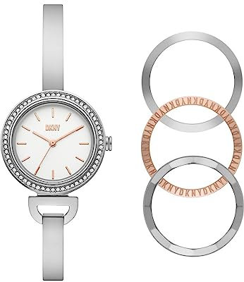 DKNY Damenuhr Uptown d quarz/3 Zeiger Uhrwerk 28mm Gehäusegröße mit Edelstahlarmband NY6675set