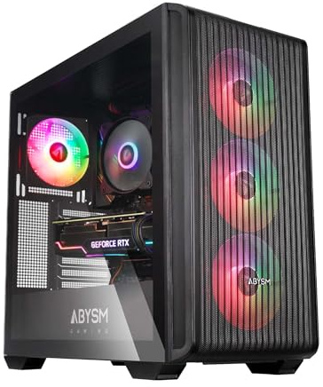 ABYSM Gaming Caja PC Gamer Danube KAMP BX300 Black ATX con Cristal Templado y Rejilla Frontal, Cuatro Ventiladores ARGB 120 mm y 3 Puertos USB