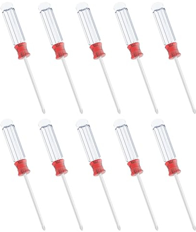 FOCMKEAS 10PCS Mini Phillips Screwdriver, 3mm Cross Head with Clear Non-slip Handle for Small Appliances, 5(127mm) Total Length, Magnetic