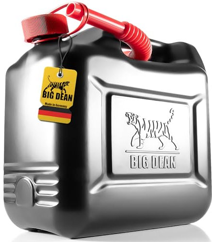 BigDean Benzinkanister 10L mit UN-Zulassung & flexiblem Auslaufrohr - Kraftstoffkanister für Benzin & Diesel - handlicher Kanister Dieselkanister Reservekanister – im Tiger-Design Made in Germany