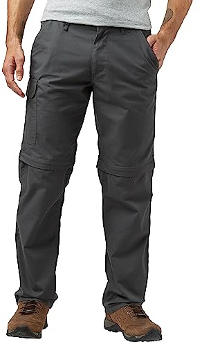 Peter Storm Men's Ramble II Convertible Trousers, Water Resistant, Polyester Cotton Blend, Multiple Pockets, Walking Hiking (UK, Waist & Inseam, 34, 33, Grey)