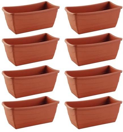 HAC24 8X Pflanzschale Eckig aus Kunststoff Terracotta 26 x 13 cm Blumenkasten Blumentopf Pflanzentopf Pflanzgefäß