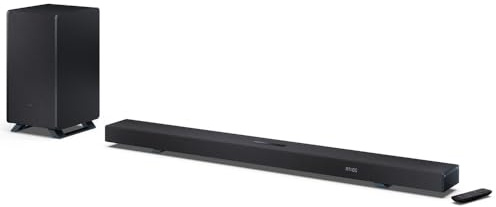 SHARP HT-SBW55121(BK) 5.1.2-Kanal-Soundbar mit kabellosem Subwoofer – 650W Heimkino-Audio, Dolby Atmos, DTS:X, Bluetooth 5.3, HDMI eARC, 4K-Passthrough – Schwarz