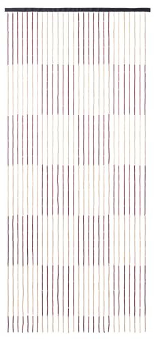 Navaris Checkered Bead Curtains for Doorways - Door Beads Curtain - Secure & Easy Mount, Ideal for Privacy - Beaded Fly Screen for Doors - Bamboo Boho Screens for Outdoor & Indoor