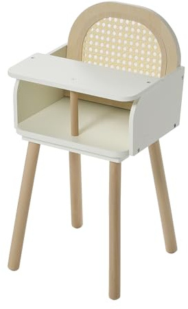 VERTBAUDET Hochstuhl für Puppen aus Geflecht und Holz, Weiß, TU