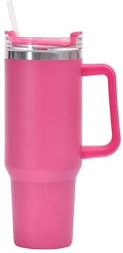 Hssopa 40 oz tumbler med handtag, kaffekopp, termosmugg, sugrör, dubbelväggig rostfritt stål, varma kalla drycker, vakuum dryckesbägare, vattenflaska (röd, 40 oz kopp)