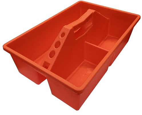 Open Toolbox Tote Tray 15 inch Tool Caddy Carrying Case with Handle and Tool Holders - Orange