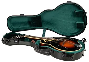 Crossrock Air Carbon Mandolin Case for F-Style (Fits Gibson F5) | Gloss 3K Carbon Weave Finish in Racing Green, TSA Lock, Backpack Straps, Dust Cover – Elite Flight Case