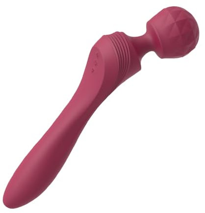 Vibrator Wand Massager, Heated Dildo, Dual-Ended, Waterproof with 24 Adjustable Settings,for G-Spot and Anal,Women and Men, Extra-Large 11 inch Adult Toy Both End Vibrations with Unique Head (Red)