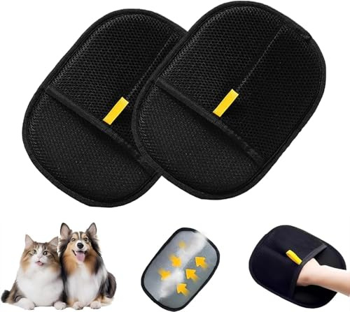 Elysarth 2 Stück Tierhaarentferner Handschuh, Fell Magnet Handschuh,Wiederverwendbarer Doppelseitiger Haustierhaarentferner Handschuh, antistatisch für Hunde & Katzen (für Möbel, Auto & Kleidung)