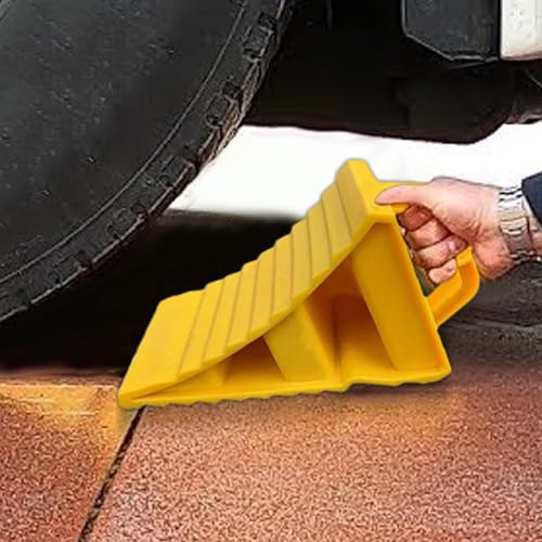 Ocastuted 2 Stücke Reifen Slip Stopper, Auto Anti Rutsch Block, Unterlegkeile Autoanhänger, Unterlegkeil Aus Kunststoff Mit Griff, Ihren Auto-Anhänger An Ort Und Stelle Zu Halten, Hemmschuh LKW