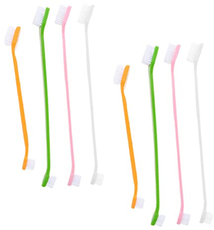 Tragbare Hundezahnbürsten zur Zahnreinigung, 8 Stück-pack aus PP | Doppelseitiges Design, für Hunde und Haustiere, Schlicht und Elegant, Praktische Reinigungslösung