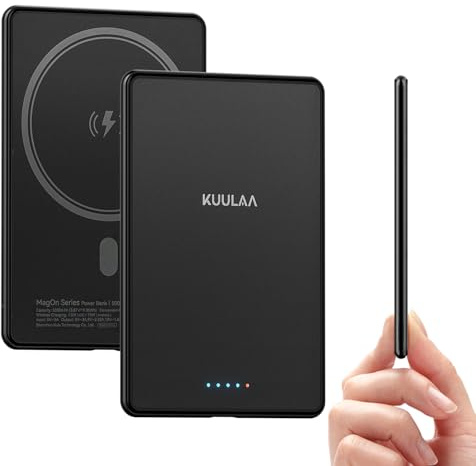 Kuulaa Ultra Slim Magsafe PowerBank,5000mAh Wireless Power Bank mit Type C 20W Output powerbank Schnellladefunktion 7.2mm Kleine Mini Externe Batterier iPhone 15 Pro/15 Pro Max /15/14/13/12