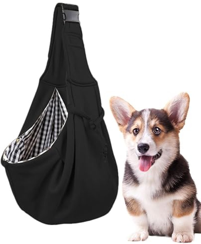UUE Hundetragetasche, Hundetragetasche Welpen, Wendbarer Transporttasche für Hunde, Haustier Hundetasche mit Verstellbar Sicherer Tragegurt für Kleine Hunde für Spaziergänge im Freien Schwarz