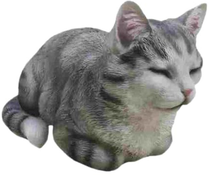 Gralara Statue de Chat Endormi, Figurine Compacte et Mignonne, Ornement de Pelouse, Statue D'animal En Résine pour Décoration de Chambre à Coucher, Paysag, Gris
